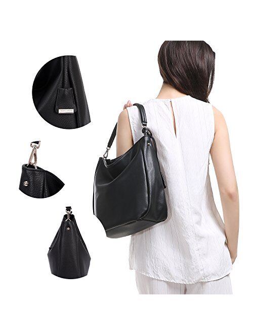 DAVIDJONES Women's Faux Leather Hobo Bags Tote Handbags Medium Size Crossbody Shoulder Bag Top-Handle Satchel