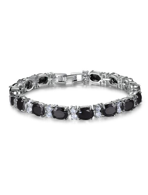 SELOVO Wedding Cubic Zirconia Bracelet Chain Link Silver Tone