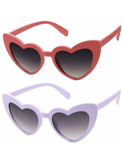 ShadyVEU - Trendy Heart Shaped Love Colorful Baby Girl Toddler Ages 2-6 Yrs. Oversize Kids Sunglasses