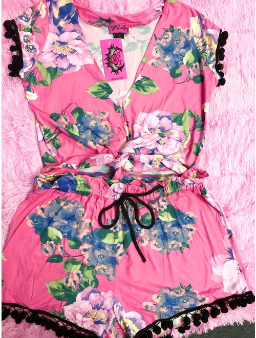 Cute Sexy Pinup Top and Shorts Set 2fer Playsuit Romper Set