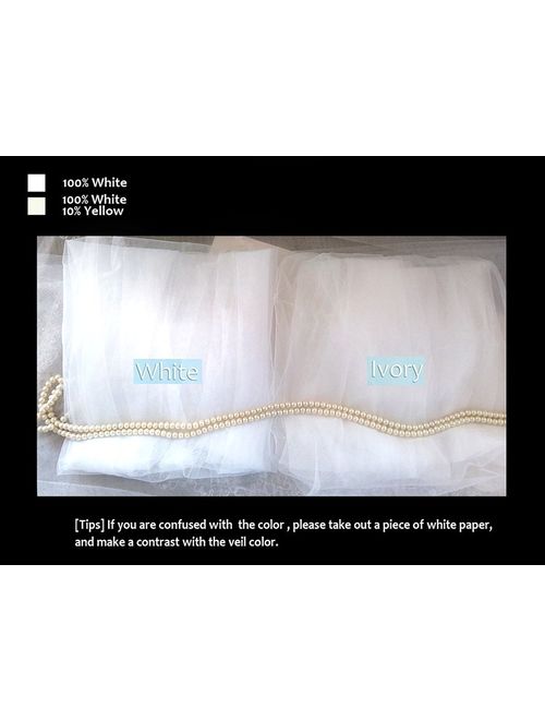 Edith qi Women's Simple Tulle Bridal Veil Short Wedding Veil