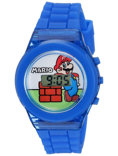Nintendo Boys' Quartz Watch with Plastic Strap, Blue, 17 (Model: GMA3002)