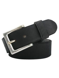 NPET Mens Leather Belt Full Grain Vintage Distressed Style Snap on Strap 1 1/2
