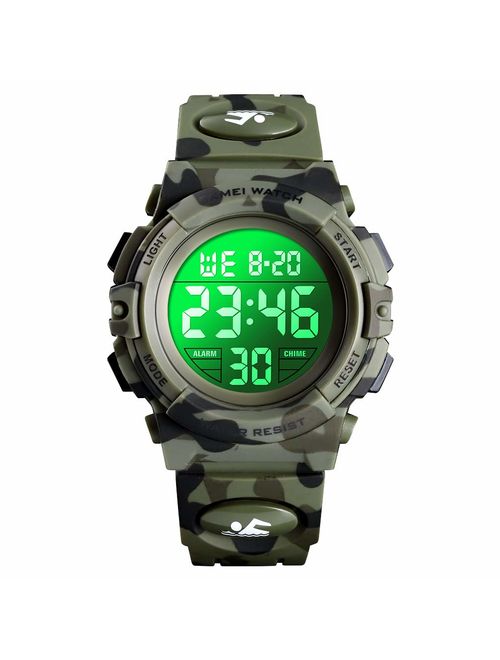 Dodosky Kids Digital Sports Waterproof Led Wrist Watch with Alarm for Boys and Girls