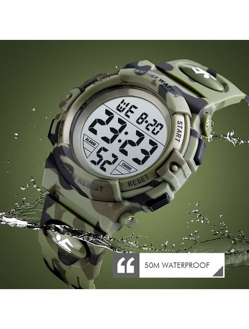 Dodosky Kids Digital Sports Waterproof Led Wrist Watch with Alarm for Boys and Girls