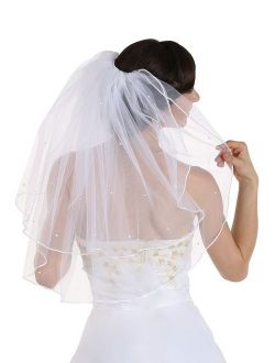 2T 2 Tier Rhinestones Crystal Rattail Edge Bridal Wedding Veil
