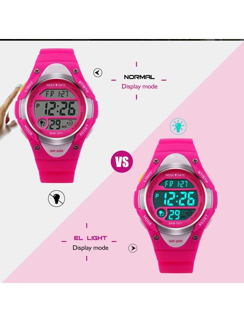 Boys Girls Sport Digital Watch, Kids Outdoor Waterproof Electronic Watches with LED Alarm Stopwatch