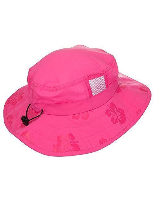 Sun Protection Zone Kids' UPF 50+ Safari Sun Hat, Pink Flowers, Uv Sun Protective, Lightweight, Velcro Straps, One Size