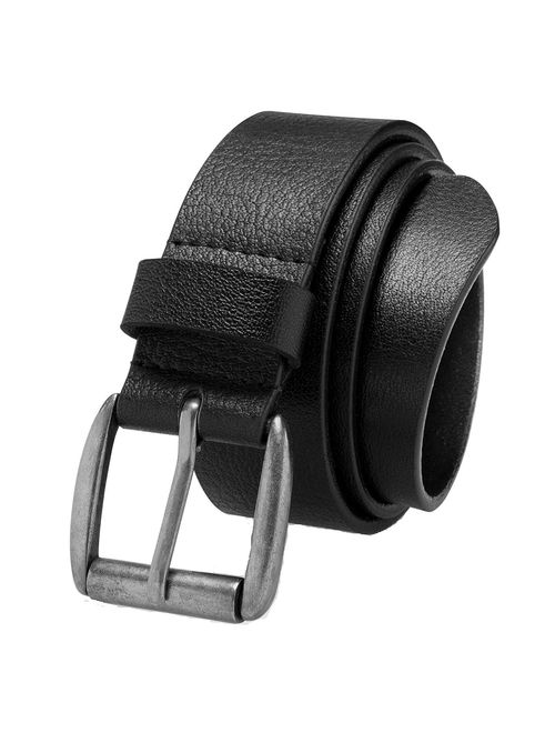Men's Casual Belt Super Soft Full Grain Leather Roller Buckle 38MM 1.5 inch Black Brown Tan