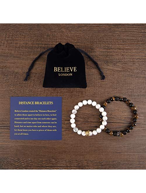 Believe London Distance Bracelets Couples Relationship Strong Elastic Friendship His Hers King Queen