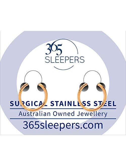 365 Sleepers 1 Pair Stainless Steel 20G (Very Thin) Hinged Segment Ring Hoop Sleeper Earrings Body Piercing 5mm / 6mm / 7mm / 8mm / 9mm / 10mm