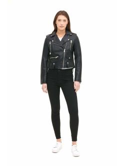 Women's Faux Leather Contemporary Asymmetrical Motorcycle Jacket