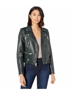 Women's Faux Leather Contemporary Asymmetrical Motorcycle Jacket