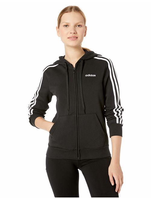 adidas Women's Essentials 3-stripes Fleece Full-zip Hoodie Sweatshirt