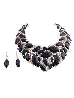 African Beads Jewelry Sets Women Bridal Crystal Statement Necklace Earring Jewelry Sets