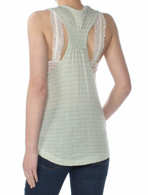 Free People Womens Frida Embroidered Faux-Wrap Tank Top