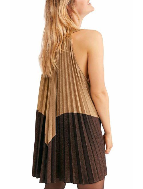 Free People Women's Dress Brown Small Shift Colorblocked