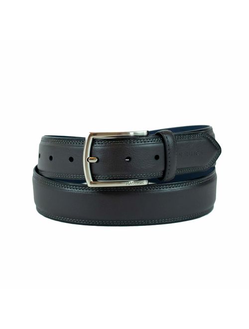 Nautica Men's Leather Adjustable Belt with Dress Buckle and Stitch Comfort