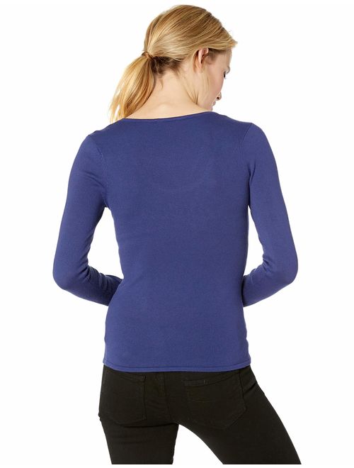 GUESS Women's Long Sleeve Rhinestone Logo Holly Sweater