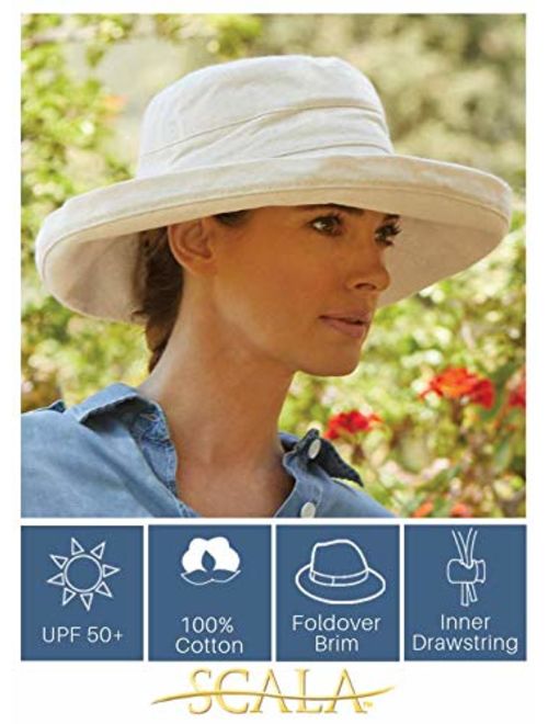 Scala Women's Cotton Hat with Inner Drawstring and Upf 50+ Rating