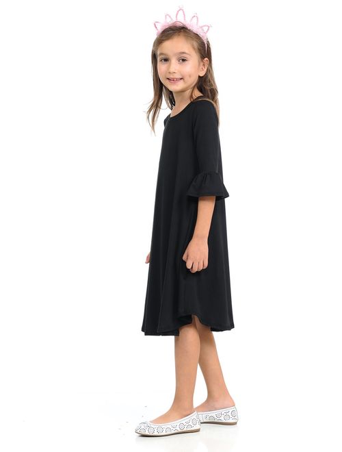 Pastel by Vivienne Honey Vanilla Girls' Bell Sleeve Trapeze Dress with Easy Removable Label