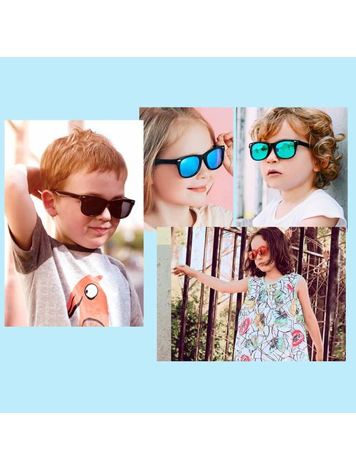 DeBuff Kids Polarized Sunglasses TPEE Rubber Flexible Frame for Boys Girls Age 3-10 