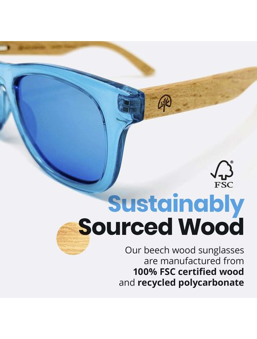 Kids Polarized Sunglasses for Boys and Girls with Recycled Frames and Beech Wood Arms | 4 to 8 years