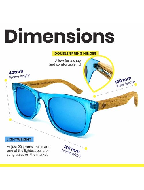 Kids Polarized Sunglasses for Boys and Girls with Recycled Frames and Beech Wood Arms | 4 to 8 years