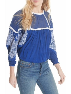 Womens Embroidered Mesh Inset Blouse