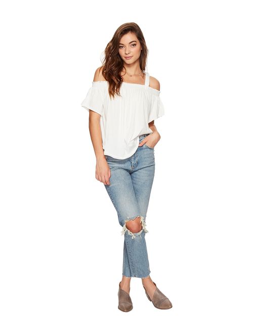 Free People We The Free Womens Ruffled Off-The-Shoulder Casual Top