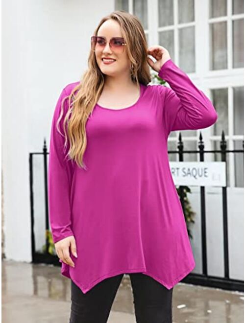 LARACE Womens Long Sleeve Flattering Comfy Tunic Loose Fit Flowy Top