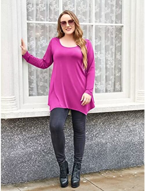 LARACE Womens Long Sleeve Flattering Comfy Tunic Loose Fit Flowy Top