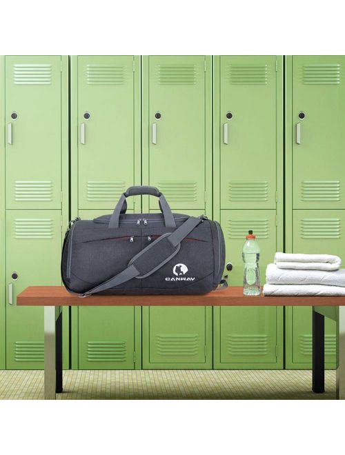 Canway Sports Gym Bag, Travel Duffel bag with Wet Pocket & Shoes Compartmentfor men women, 45L, Lightweight