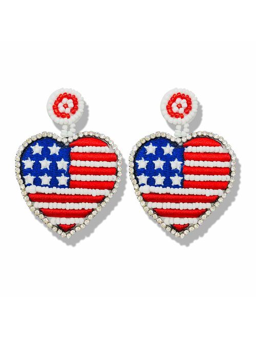 Statement Drop Earrings - Bohemian Beaded Round Dangle Earrings Gift for Women