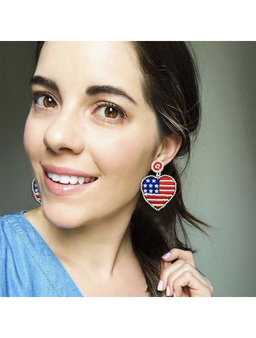 Statement Drop Earrings - Bohemian Beaded Round Dangle Earrings Gift for Women