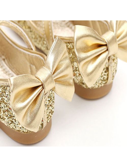 YING LAN Girl Mary Jane Bowknot Slip-on Ballerina Flat Dress Princess Shoes
