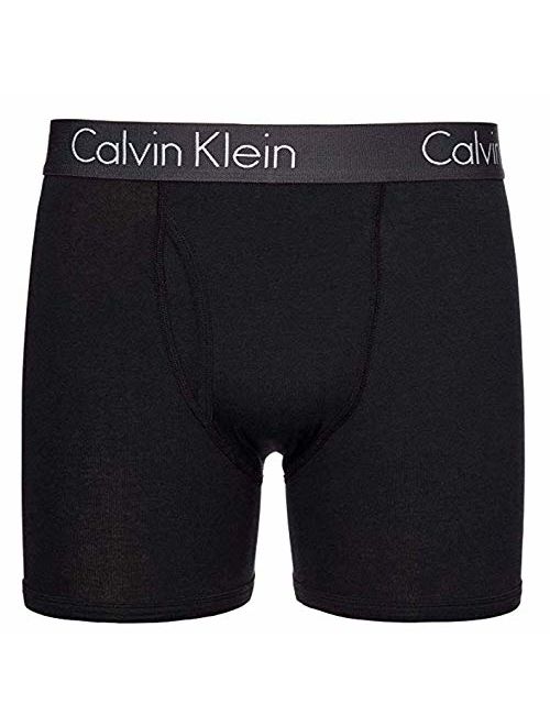 Calvin Klein Mens 3 Pack Logo Cotton Solid Elastic Waist Stretch Boxer Briefs