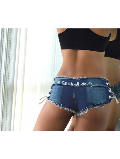Yollmart Women Sexy Cut Off Low Waist Denim Jeans Shorts Mini Hot Pants