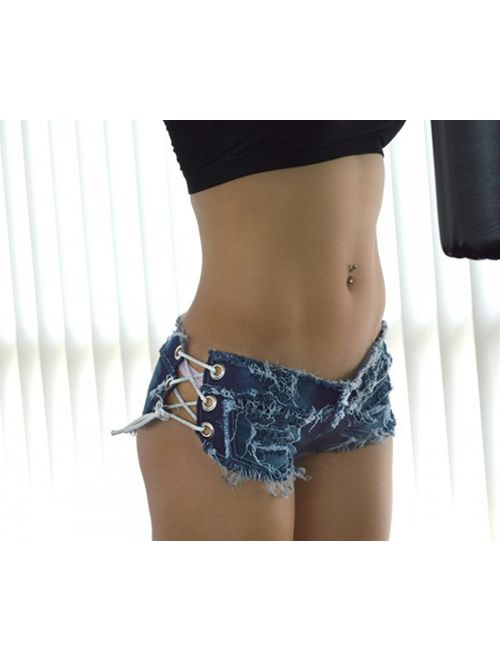 Yollmart Women Sexy Cut Off Low Waist Denim Jeans Shorts Mini Hot Pants