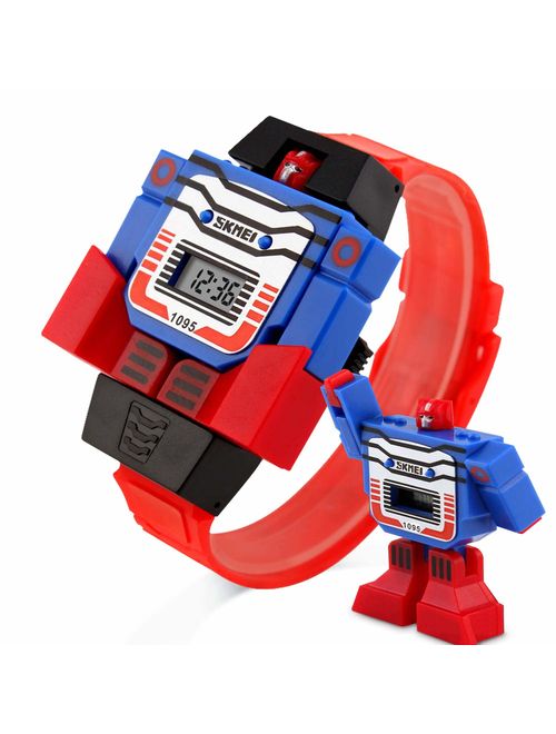 Kids Transformer Watch Robot Transformers Toys Digital Watch, Boys Cartoon Hero Amazing Watches, Girls Electronic Learning Gifts