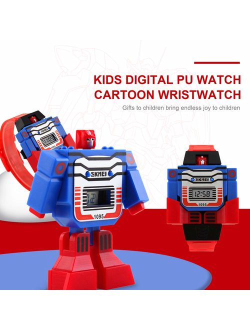 Kids Transformer Watch Robot Transformers Toys Digital Watch, Boys Cartoon Hero Amazing Watches, Girls Electronic Learning Gifts