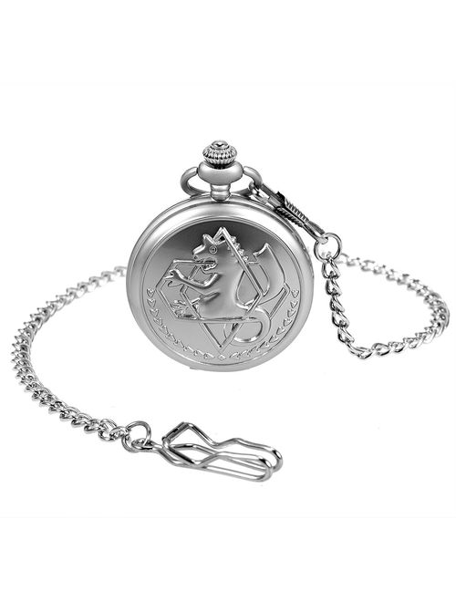 SIBOSUN Fullmetal Alchemist Pocket Watch with Chain Box for Cosplay Accessories Anime, The Alchemist Pocket Watch