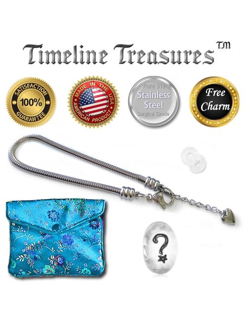 Timeline Treasures European Charm Bracelet for Women and Girls Bead Charms, Stainless Steel Snake Chain, Extender