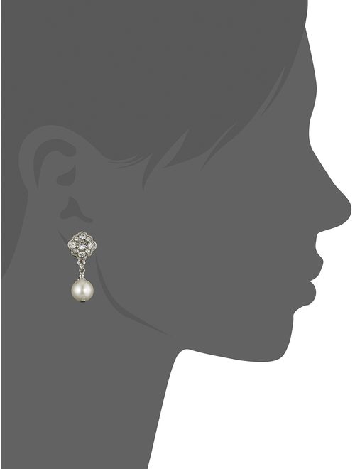 1928 Jewelry Simulated Pearl and Crystal Drop Earrings