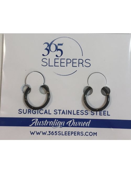 365 Sleepers 1 Pair Stainless Steel 5/16" (8mm) 16G Hinged Segment Ring Silver Black Rose Yellow Rainbow Blue Hoop Sleeper Earrings Body Piercing