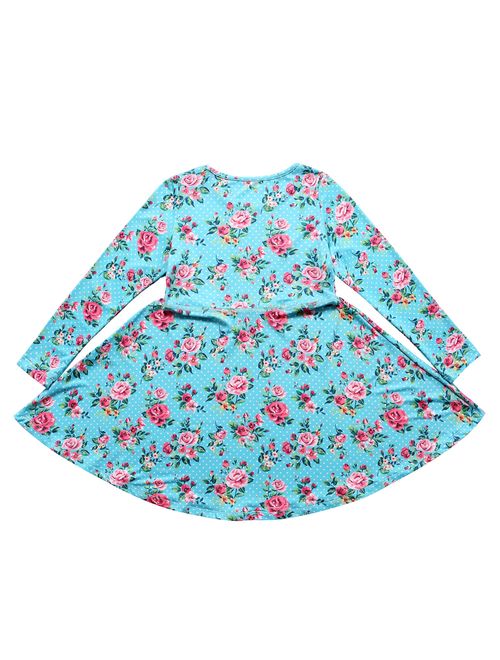 Jxstar Girls Long Sleeve Desss Kid Cat Unicorn Floral Print Outfits