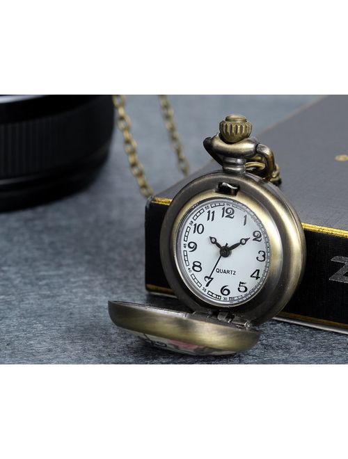 Vintage Tree of Life Hollow Bronze Pocket Watch Quartz Arabic Markers Carved Men and Women Watches with Necklace Chain Pendant