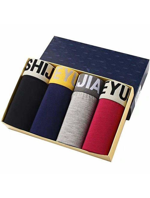 Eyushijia Men's 4 Pack Comfortable Bamboo Fiber Boxer Briefs