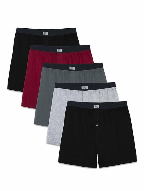 Fruit of the Loom Men's Cotton Solid Soft Stretch-Knit Boxer Multipack