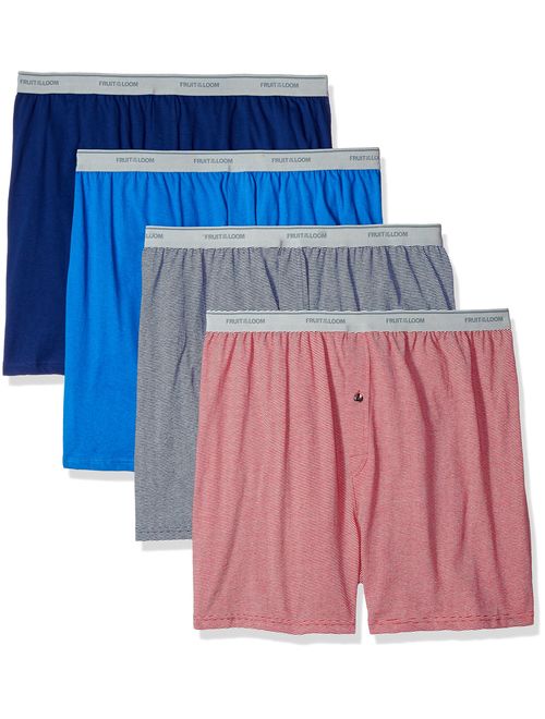 Fruit of the Loom Men's Cotton Solid Soft Stretch-Knit Boxer Multipack